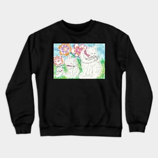 Cat  family  bath time  art Crewneck Sweatshirt